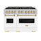 Autograph Edition 48 In. 6.7 Cu. Ft. Classic Dual Fuel Range With 8 Burner Duopro™ Cooktop And Dual Ovens In Satin Stainless Steel With White Matte Doors And Champagne Bronze Accents