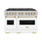 Autograph Edition 48 In. 6.7 Cu. Ft. Classic Dual Fuel Range With 8 Burner Duopro™ Cooktop And Dual Ovens In Satin Stainless Steel With White Matte Doors And Champagne Bronze Accents