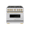 Autograph Edition 36 In. 5.2 Cu. Ft. Classic Dual Fuel Range With 6 Burner Duopro™ Cooktop And Electric Convection Oven In Stainless Steel And Champagne Bronze Accents