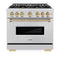 Autograph Edition 36 In. 5.2 Cu. Ft. Classic Dual Fuel Range With 6 Burner Duopro™ Cooktop And Electric Convection Oven In Stainless Steel And Champagne Bronze Accents