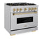 Autograph Edition 36 In. 5.2 Cu. Ft. Classic Dual Fuel Range With 6 Burner Duopro™ Cooktop And Electric Convection Oven In Stainless Steel And Champagne Bronze Accents