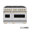 Autograph Edition 48 In. 6.7 Cu. Ft. Classic Dual Fuel Range With 8 Burner Duopro™ Cooktop And Dual Ovens In Stainless Steel And Champagne Bronze Accents
