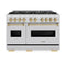 Autograph Edition 48 In. 6.7 Cu. Ft. Classic Dual Fuel Range With 8 Burner Duopro™ Cooktop And Dual Ovens In Stainless Steel And Champagne Bronze Accents