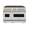 Autograph Edition 48 In. 6.7 Cu. Ft. Classic Dual Fuel Range With 8 Burner Duopro™ Cooktop And Dual Ovens In Stainless Steel And Champagne Bronze Accents