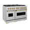 Autograph Edition 48 In. 6.7 Cu. Ft. Classic Dual Fuel Range With 8 Burner Duopro™ Cooktop And Dual Ovens In Stainless Steel And Champagne Bronze Accents