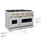Autograph Edition 48 In. 6.7 Cu. Ft. Classic Dual Fuel Range With 8 Burner Duopro™ Cooktop And Dual Ovens In Stainless Steel And Champagne Bronze Accents