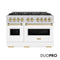 Autograph Edition 48 In. 6.7 Cu. Ft. Classic Dual Fuel Range With 8 Burner Duopro™ Cooktop And Dual Ovens With White Matte Doors And Champagne Bronze Accents