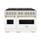 Autograph Edition 48 In. 6.7 Cu. Ft. Classic Dual Fuel Range With 8 Burner Duopro™ Cooktop And Dual Ovens With White Matte Doors And Champagne Bronze Accents