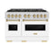 Autograph Edition 48 In. 6.7 Cu. Ft. Classic Dual Fuel Range With 8 Burner Duopro™ Cooktop And Dual Ovens With White Matte Doors And Champagne Bronze Accents