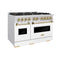 Autograph Edition 48 In. 6.7 Cu. Ft. Classic Dual Fuel Range With 8 Burner Duopro™ Cooktop And Dual Ovens With White Matte Doors And Champagne Bronze Accents
