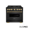Autograph Edition 36 In. 5.2 Cu. Ft. Classic Gas Range With 6 Burner Duopro™ Cooktop And Convection Gas Oven In Black Stainless Steel And Champagne Bronze Accents