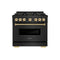 Autograph Edition 36 In. 5.2 Cu. Ft. Classic Gas Range With 6 Burner Duopro™ Cooktop And Convection Gas Oven In Black Stainless Steel And Champagne Bronze Accents