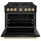Autograph Edition 36 In. 5.2 Cu. Ft. Classic Gas Range With 6 Burner Duopro™ Cooktop And Convection Gas Oven In Black Stainless Steel And Champagne Bronze Accents