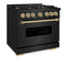 Autograph Edition 36 In. 5.2 Cu. Ft. Classic Gas Range With 6 Burner Duopro™ Cooktop And Convection Gas Oven In Black Stainless Steel And Champagne Bronze Accents