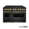 Autograph Edition 48 In. 6.7 Cu. Ft. Classic Gas Range With 8 Burner Duopro™ Cooktop And Dual Ovens In Black Stainless Steel And Champagne Bronze Accents