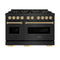 Autograph Edition 48 In. 6.7 Cu. Ft. Classic Gas Range With 8 Burner Duopro™ Cooktop And Dual Ovens In Black Stainless Steel And Champagne Bronze Accents