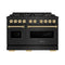 Autograph Edition 48 In. 6.7 Cu. Ft. Classic Gas Range With 8 Burner Duopro™ Cooktop And Dual Ovens In Black Stainless Steel And Champagne Bronze Accents