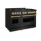 Autograph Edition 48 In. 6.7 Cu. Ft. Classic Gas Range With 8 Burner Duopro™ Cooktop And Dual Ovens In Black Stainless Steel And Champagne Bronze Accents