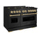 Autograph Edition 48 In. 6.7 Cu. Ft. Classic Gas Range With 8 Burner Duopro™ Cooktop And Dual Ovens In Black Stainless Steel And Champagne Bronze Accents