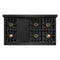 Autograph Edition 48 In. 6.7 Cu. Ft. Classic Gas Range With 8 Burner Duopro™ Cooktop And Dual Ovens In Black Stainless Steel And Champagne Bronze Accents