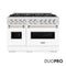 48 In. 6.7 Cu. Ft. Classic Gas Range With 8 Burner Duopro™ Cooktop And Dual Ovens In Satin Stainless Steel With White Matte Doors