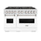 48 In. 6.7 Cu. Ft. Classic Gas Range With 8 Burner Duopro™ Cooktop And Dual Ovens In Satin Stainless Steel With White Matte Doors