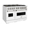 48 In. 6.7 Cu. Ft. Classic Gas Range With 8 Burner Duopro™ Cooktop And Dual Ovens In Satin Stainless Steel With White Matte Doors