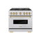 Autograph Edition 36 In. 5.2 Cu. Ft. Classic Gas Range With 6 Burner Duopro™ Cooktop And Convection Gas Oven In Satin Stainless Steel And Champagne Bronze Accents