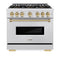 Autograph Edition 36 In. 5.2 Cu. Ft. Classic Gas Range With 6 Burner Duopro™ Cooktop And Convection Gas Oven In Satin Stainless Steel And Champagne Bronze Accents