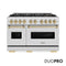 Autograph Edition 48 In. 6.7 Cu. Ft. Classic Gas Range With 8 Burner Duopro™ Cooktop And Dual Ovens In Satin Stainless Steel And Champagne Bronze Accents