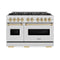 Autograph Edition 48 In. 6.7 Cu. Ft. Classic Gas Range With 8 Burner Duopro™ Cooktop And Dual Ovens In Satin Stainless Steel And Champagne Bronze Accents