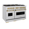 Autograph Edition 48 In. 6.7 Cu. Ft. Classic Gas Range With 8 Burner Duopro™ Cooktop And Dual Ovens In Satin Stainless Steel And Champagne Bronze Accents