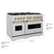 Autograph Edition 48 In. 6.7 Cu. Ft. Classic Gas Range With 8 Burner Duopro™ Cooktop And Dual Ovens In Satin Stainless Steel And Champagne Bronze Accents