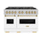 Autograph Edition 48 In. 6.7 Cu. Ft. Classic Gas Range With 8 Burner Duopro™ Cooktop And Dual Ovens In Satin Stainless Steel With White Matte Doors And Champagne Bronze Accents