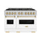 Autograph Edition 48 In. 6.7 Cu. Ft. Classic Gas Range With 8 Burner Duopro™ Cooktop And Dual Ovens In Satin Stainless Steel With White Matte Doors And Champagne Bronze Accents