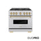 Autograph Edition 36 In. 5.2 Cu. Ft. Classic Gas Range With 6 Burner Duopro™ Cooktop And Convection Gas Oven In Stainless Steel And Champagne Bronze Accents