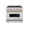 Autograph Edition 36 In. 5.2 Cu. Ft. Classic Gas Range With 6 Burner Duopro™ Cooktop And Convection Gas Oven In Stainless Steel And Champagne Bronze Accents