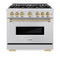 Autograph Edition 36 In. 5.2 Cu. Ft. Classic Gas Range With 6 Burner Duopro™ Cooktop And Convection Gas Oven In Stainless Steel And Champagne Bronze Accents