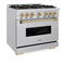 Autograph Edition 36 In. 5.2 Cu. Ft. Classic Gas Range With 6 Burner Duopro™ Cooktop And Convection Gas Oven In Stainless Steel And Champagne Bronze Accents