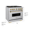 Autograph Edition 36 In. 5.2 Cu. Ft. Classic Gas Range With 6 Burner Duopro™ Cooktop And Convection Gas Oven In Stainless Steel And Champagne Bronze Accents