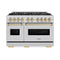 Autograph Edition 48 In. 6.7 Cu. Ft. Classic Gas Range With 8 Burner Duopro™ Cooktop And Dual Ovens In Stainless Steel And Champagne Bronze Accents