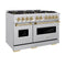 Autograph Edition 48 In. 6.7 Cu. Ft. Classic Gas Range With 8 Burner Duopro™ Cooktop And Dual Ovens In Stainless Steel And Champagne Bronze Accents