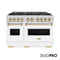 Autograph Edition 48 In. 6.7 Cu. Ft. Classic Gas Range With 8 Burner Duopro™ Cooktop And Dual Ovens With White Matte Doors And Champagne Bronze Accents