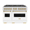 Autograph Edition 48 In. 6.7 Cu. Ft. Classic Gas Range With 8 Burner Duopro™ Cooktop And Dual Ovens With White Matte Doors And Champagne Bronze Accents