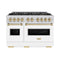 Autograph Edition 48 In. 6.7 Cu. Ft. Classic Gas Range With 8 Burner Duopro™ Cooktop And Dual Ovens With White Matte Doors And Champagne Bronze Accents