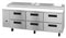 Refrigerator, Three Section Pizza Prep Table, Stainless Drawers