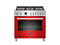 BERTAZZONI PROF366DFSROT 36" Professional Series range - Electric self clean oven - 6 brass burners Red