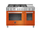 BERTAZZONI PROF486GGASART 48" Professional Series range - Gas Oven - 6 brass burners + griddle Orange