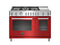 BERTAZZONI PROF486GGASROT 48" Professional Series range - Gas Oven - 6 brass burners + griddle Red