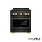 Autograph Edition 30 In. 4.2 Cu. Ft. Paramount Dual Fuel Range With 4 Burner Duopro™ Cooktop And Electric Convection Oven In Black Satin Stainless Steel And Champagne Bronze Accents